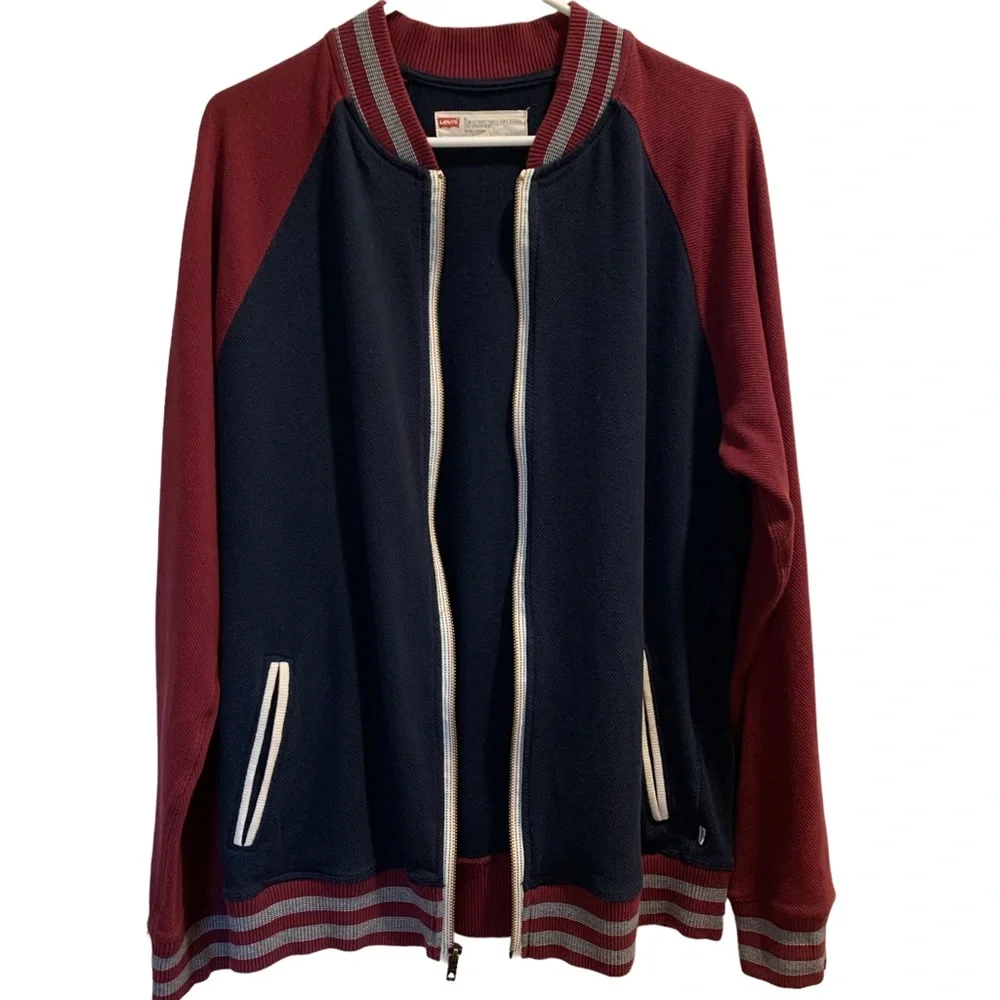 Levi’s Mens Blue & Burgundy Varsity Style Slim Fit Jacket Size XL